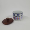 Pote Porta Tempero Porcelana com Tampa de Madeira