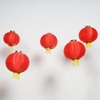 Luminária Chinesa Tecido Vermelho com franjas