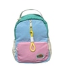 Mochila infantil colorida com bolso e laço
