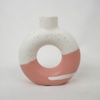 Vaso Anel Circular Branco e Salmão