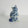 Escultura Gato Faiança Azul